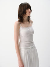 Lace Trim Adjustable Spaghetti Stretch Camisole White