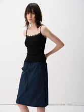 Lace Trim Adjustable Spaghetti Stretch Camisole Black