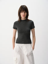 Basic Sculpted Fit Solid Slim Short-Sleeve Tee Charcoal