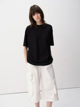 Cotton Relaxed Drop Shoulder Everyday Short-Sleeve Tee Black