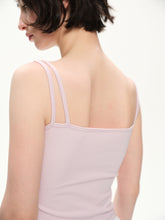Double shoulder strap fitted halter-neck dress pinkish purple