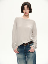 Lyocell wool shoulder cuff design soft texture T-shirt light gray