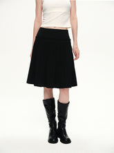 中长流苏百褶半身裙 黑色