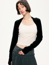 Lyocell weave cardigan sweater black