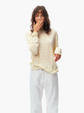 Striped Roll-Cuff Relaxed Fit Long-Sleeve T-Shirt yellow