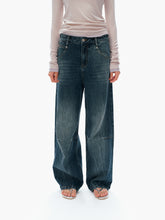Mid-Low Waist Tapered Vintage Relaxed Fit Jeans blue