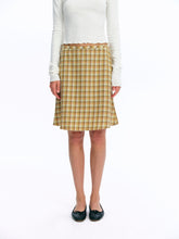 Mid-Rise Wool Blend Vintage Check Mermaid Skirt yellow and green check