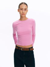 Contour-Seamed Raglan Sleeve Slim Cropped Tee pink