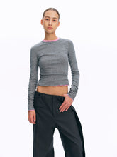 Contour-Seamed Raglan Sleeve Slim Cropped Tee gray