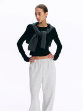 Contour-Seamed Raglan Sleeve Slim Cropped Tee black