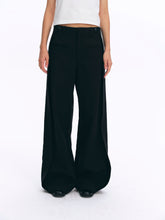 Low-Rise Side-Panel Wide-Leg Trousers black