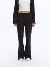 Elastic Waist Flared Knit Trousers deep gray