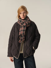 Diamond Quilt Reversible Crewneck Puffer Jacket black diamond quilt