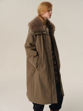Detachable Fur Hood Utility Long Puffer Coat sage green