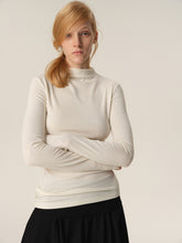 Mock Neck Curved Hem Slouchy Long-Sleeve Tee white