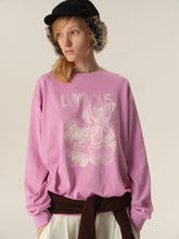 Butterfly Silhouette Print Oversized Long-Sleeve Tee pink