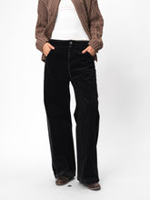Mid-Low Rise Cotton Corduroy Straight-Leg Pants black