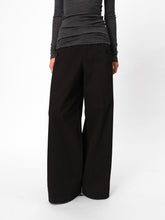 Mid-Low Rise Cotton Structured Wide-Leg Trousers black