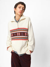 Half-Zip Stand Collar Fair Isle Jacquard Pullover oatmeal