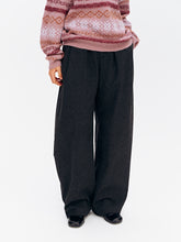 Mid-Low Rise Waistband-Free Inverted Pleat Cocoon Hem Pants charcoal