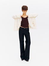 Low-Rise Cotton Washed Soft Straight-Leg Casual Pants Black