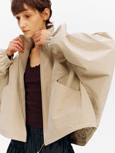 Stand Collar Batwing Sleeve Oversized Jacket Beige