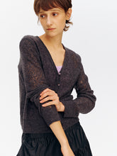 Cashmere-Wool Blend V-Neck Mesh Lightweight Cardigan Charcoal