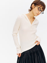 Hooded Half-Zip Ribbed Slim Fit Sweater beige