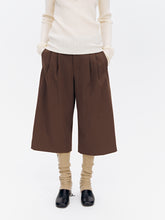 Mid-Low Rise Double Pleat Cropped Trousers marled brown