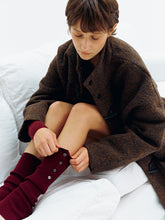 Wool Blend Button-Detailed Sock Boots burgundy