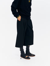 Mid-Low Rise Double Pleat Cropped Trousers black