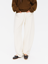 Wool Blend Textured Hem Flare Fleece-Lined Sweatpants oatmeal