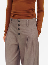 Mid-Rise Multi-Button Curved Hem Dress Pants Brown