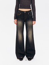 Low-Rise Black Gray Straight-Leg Jeans black gray