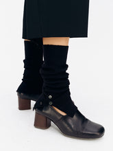 Wool Blend Button-Detailed Sock Boots black