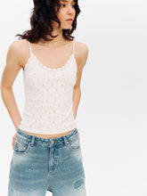 Lace-Knit Mesh Camisole Top White