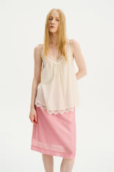 V-Neck Lace-Trim Adjustable Y-Strap Camisole Ivory