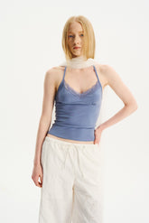 Lace-Trim Halter Camisole Haze Blue