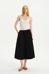 Cool-Touch Drawstring Wide-Leg Culotte Pants Black