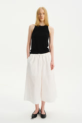 Cool-Touch Drawstring Wide-Leg Culotte Pants White