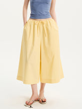 Cool-Touch Drawstring Wide-Leg Culotte Pants Yellow