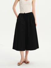 Cool-Touch Drawstring Wide-Leg Culotte Pants Black
