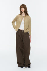 Paper-Yarn Bracelet-Sleeve Cardigan Oatmeal