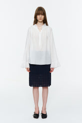 Low-Rise Plaid Straight Skirt Deep Blue Plaid