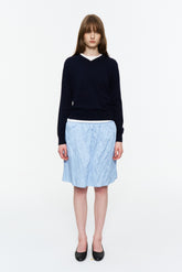 Cashmere-Blend V-Neck Knit Top Navy
