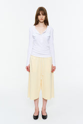 Drawstring Cropped Wide-Leg Sweatpants Light Yellow