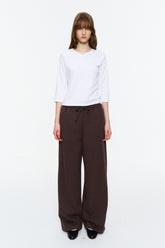 Elastic-Waist Long Sweatpants Deep Brown Purple