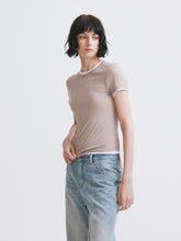 Lightweight Mock Two-Piece Color-Block T-Shirt Apricot