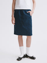 Mid-Low Waist Spot Print Elastic Drawstring Midi Skirt Blue
