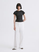 Mid-Rise Half-Elastic Waist Casual Pants Off-white
